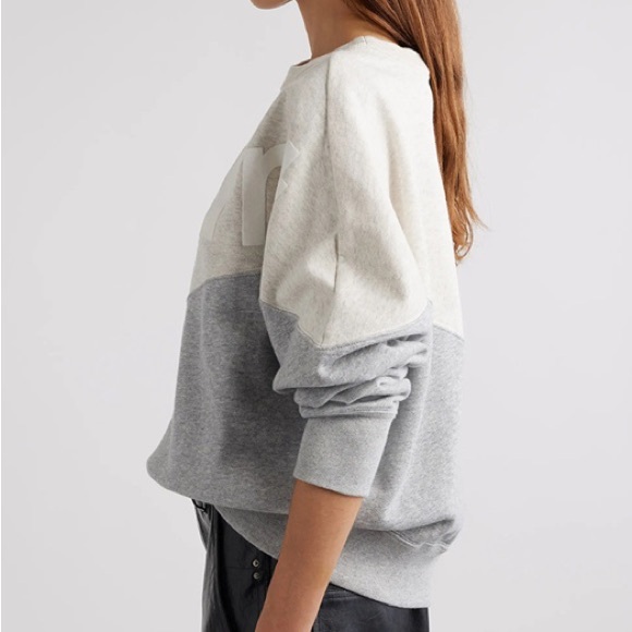 Isabel Marant Two-Tone Sweatshirt in Cream and Gray - Picture 2 of 5